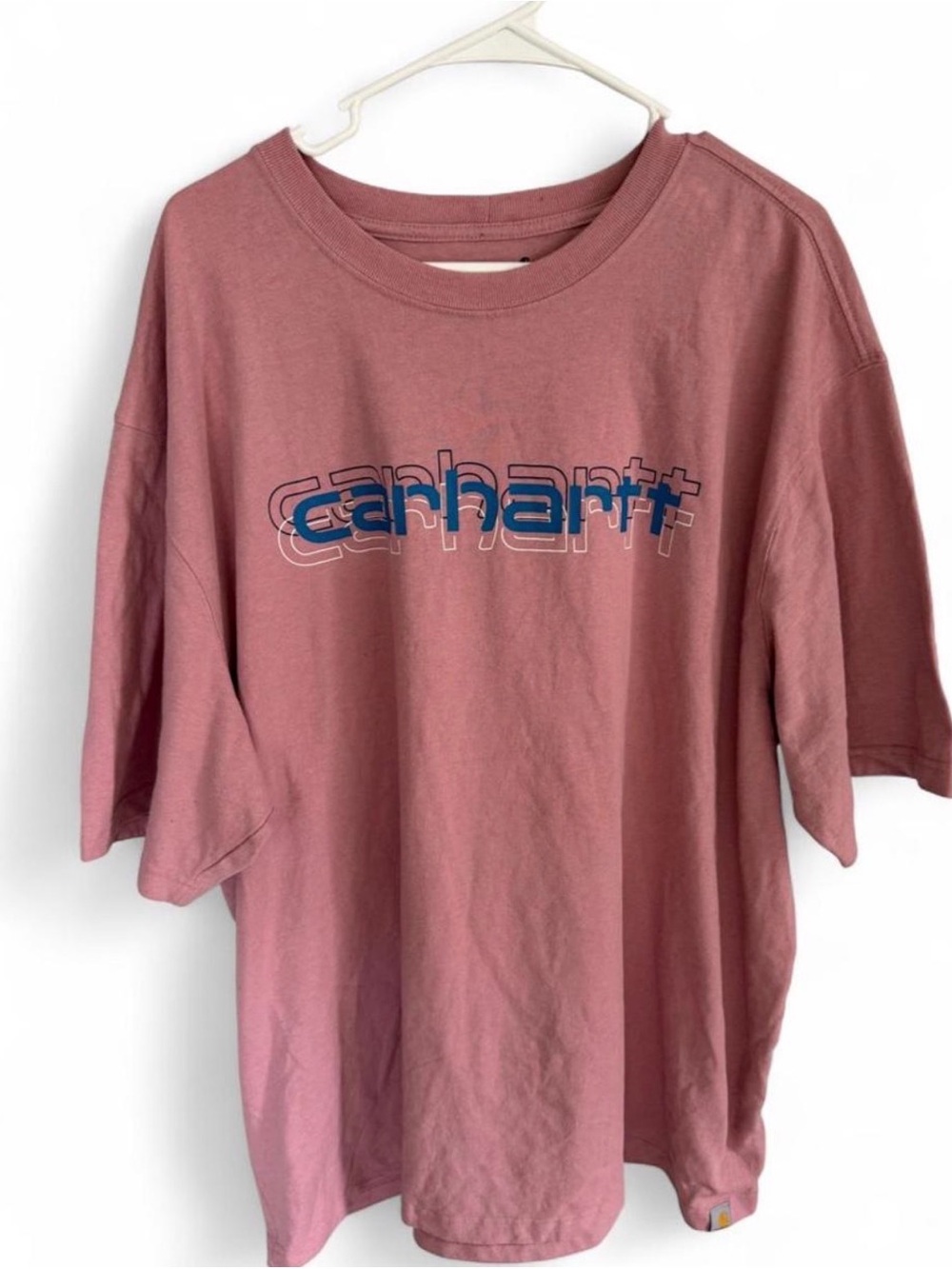Carhartt Men's Dusty Rose Short Sleeve Tee with Blue Logo